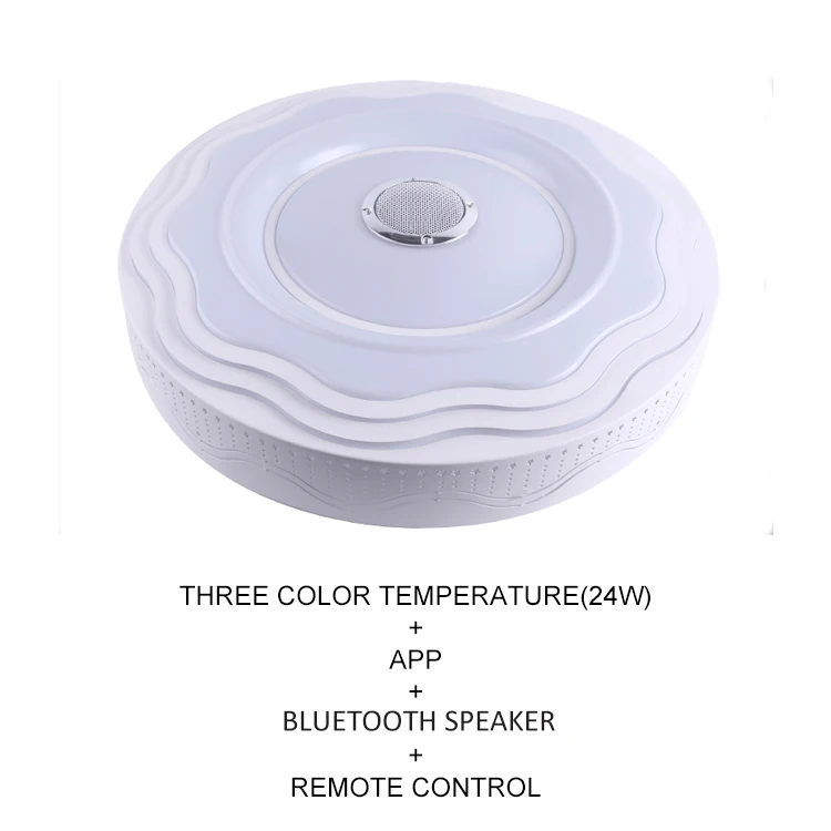 24W-app-v-rc Bluetooth динамик светодиодный потолочный светильник современная столовая лампа с пультом дистанционного управления Внутреннее освещение для кухни спальни гостиной - Цвет корпуса: 24W-app-v-rc