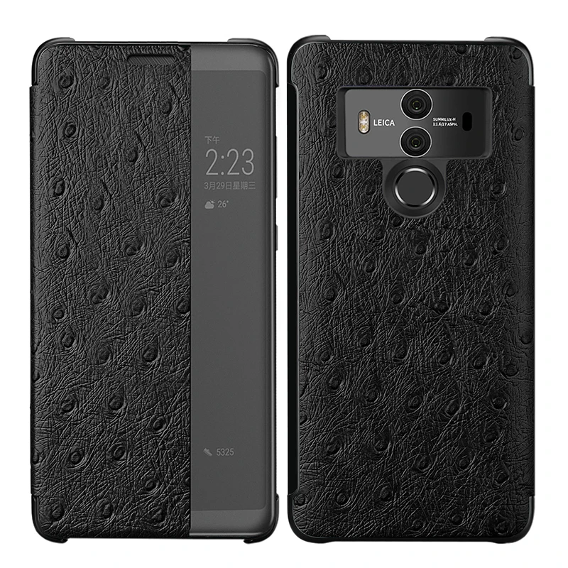 Оригинальный чехол XOOMZ из натуральной кожи страуса для Huawei Mate 10/ Pro Smart Auto Flip Cover