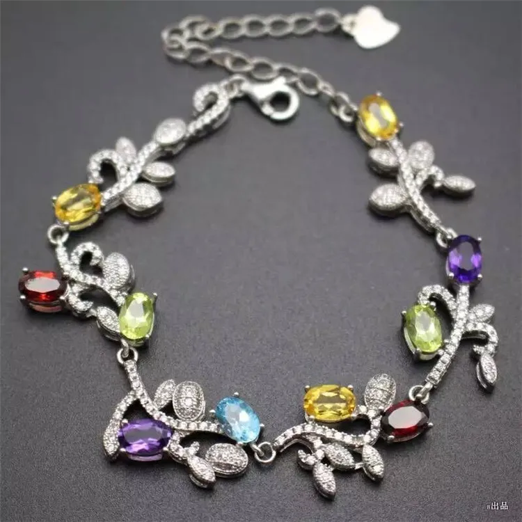 

KJJEAXCMY fine jewelry S925 silver inlay natural color jewelry bracelet inlay female style jewelry curve