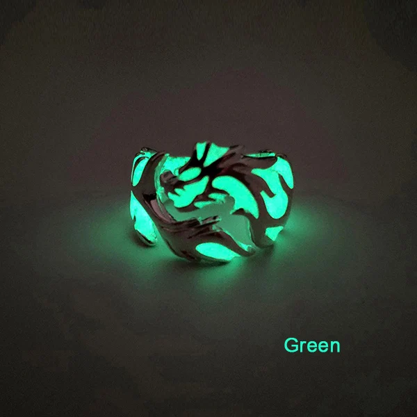 Green Светящийся дракон кольцо для мужчин регулируемый размер фосфоресцирующий ночник светящийся в темноте луна Ювелирные изделия - Цвет основного камня: Green