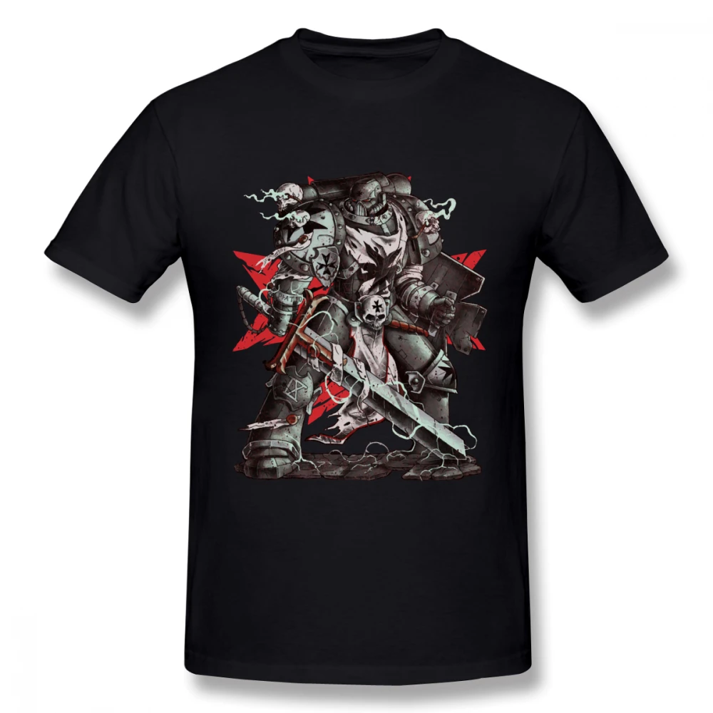 Ретро дизайн Черный тамплиеры Warhammer Homme Футболка Мужская Высокое качество Q S-6XL большой размер футболка - Цвет: Черный