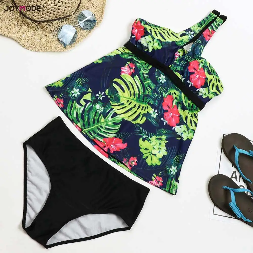 JOYMODE женские купальники из двух частей перекрещивающиеся спереди мягкие Танкини