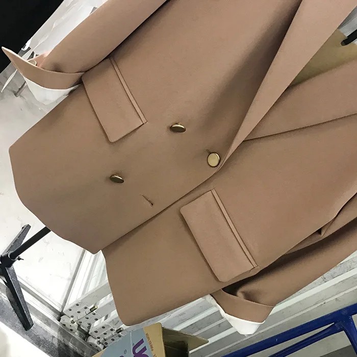 Женский двубортный пиджак повседневный в Корейском стиле с металлическими