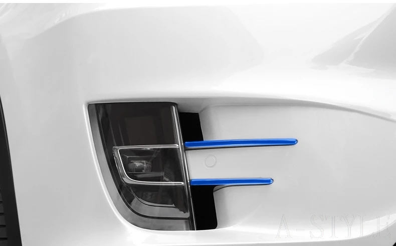 Для TESLA MODELX модель X- 2 шт хром ABS передняя противотуманная фара рамка цветная полоса украшение крышка отделка наружное украшение