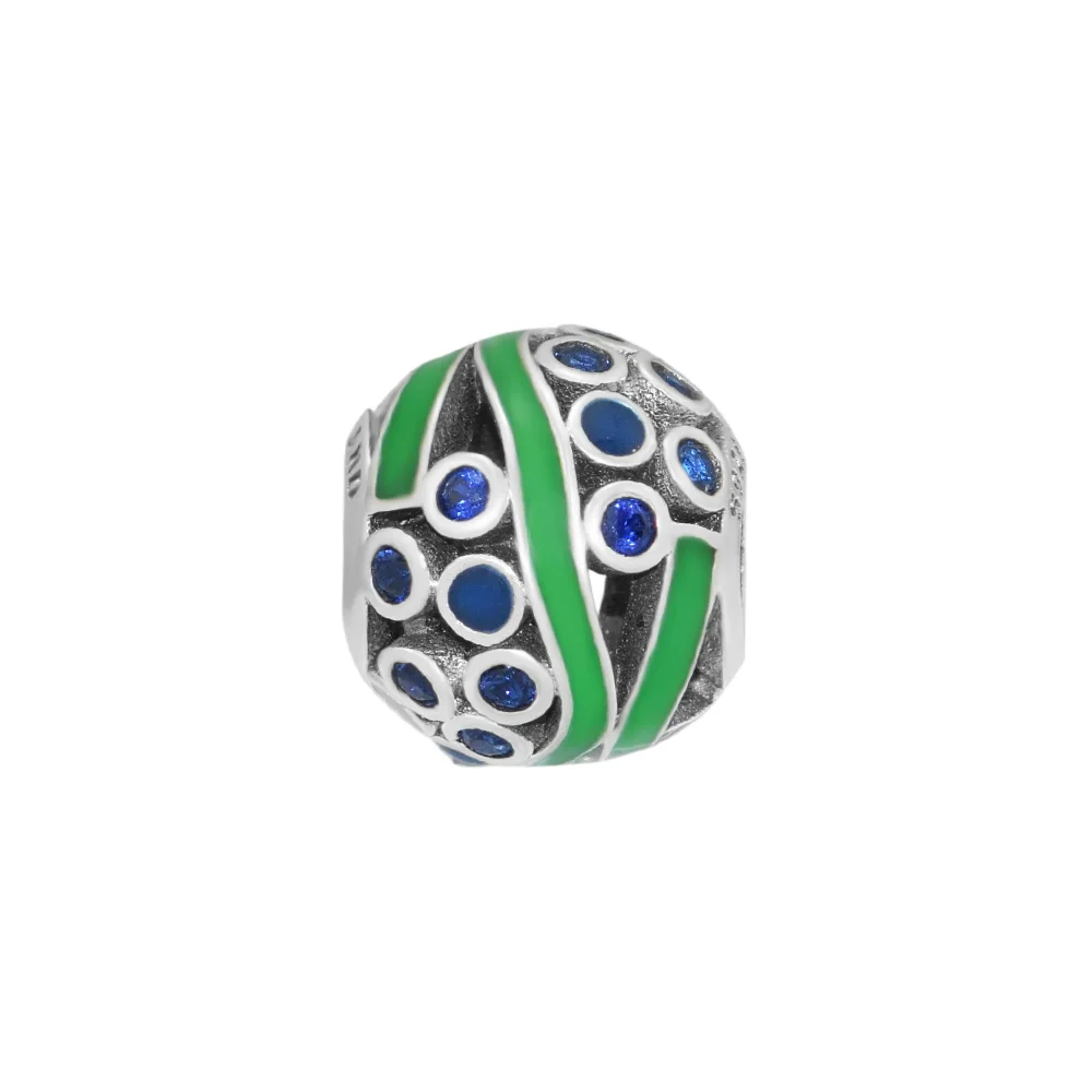 

Fandola CKK 925 Sterling Silver Ocean Life Charm,Green Seaweed Enamel & Blue CZ Fit for Bracelet Charms for Jewelry Making Gift
