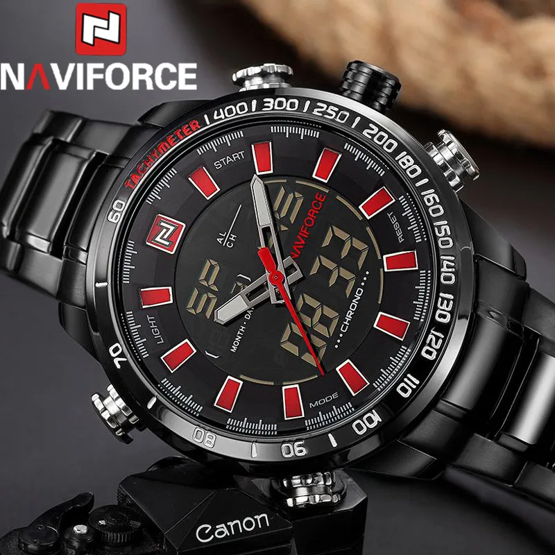 NAVIFORCE мужские часы цифровые аналоговые спортивные наручные Лидирующий бренд