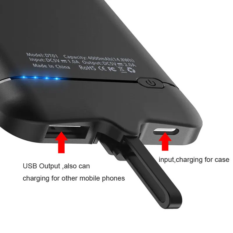 Новый Батарея Мощность чехол для iPhone X 7 8 6s Bank Зарядка 6 plus задняя крышка 4000 мАч Nano
