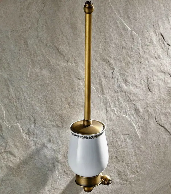 Toilet Brush Holder Античная латунь аксессуары для ванной комнаты Комплект полотенца бар кольцо для полотенец Держатель туалет бумага держатель крючок - Цвет: Toilet Brush Holder