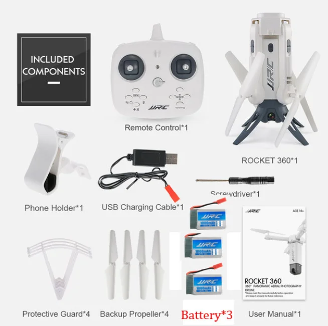 JJR/C JJRC H51 RC вертолет ракета-как 360 wifi FPV селфи Дрон-Квадрокоптер с камерой HD 720P высота удержания RC Квадрокоптер - Цвет: White with 3 battery