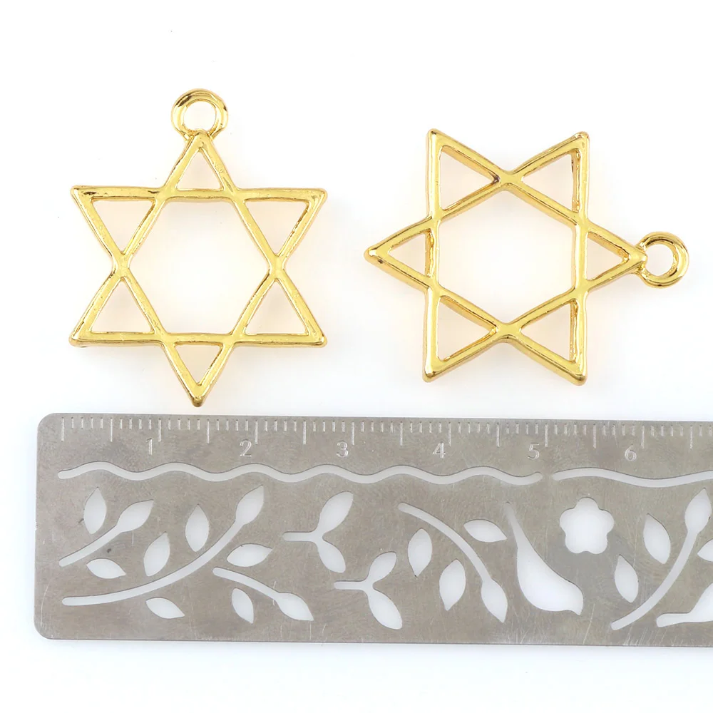 2 шт. Золотой металлический полый кулон в форме звезды очаровательный ободок