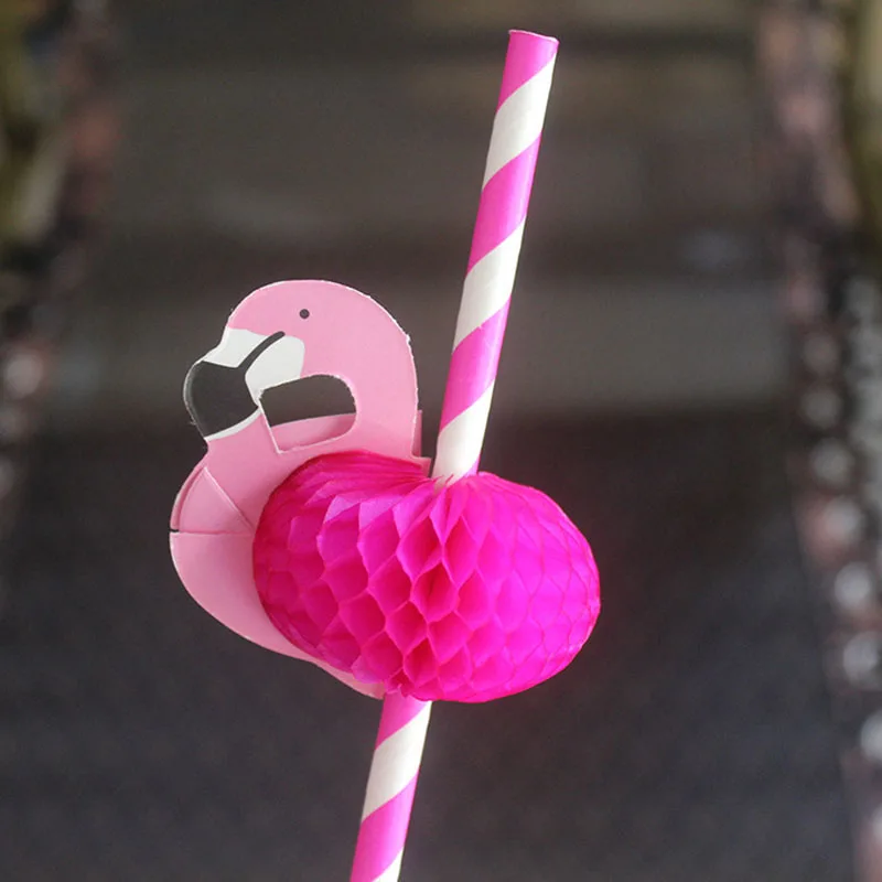 25 шт бумажные трубочки в полоску с фламинго для дня рождения свадьбы детский душ
