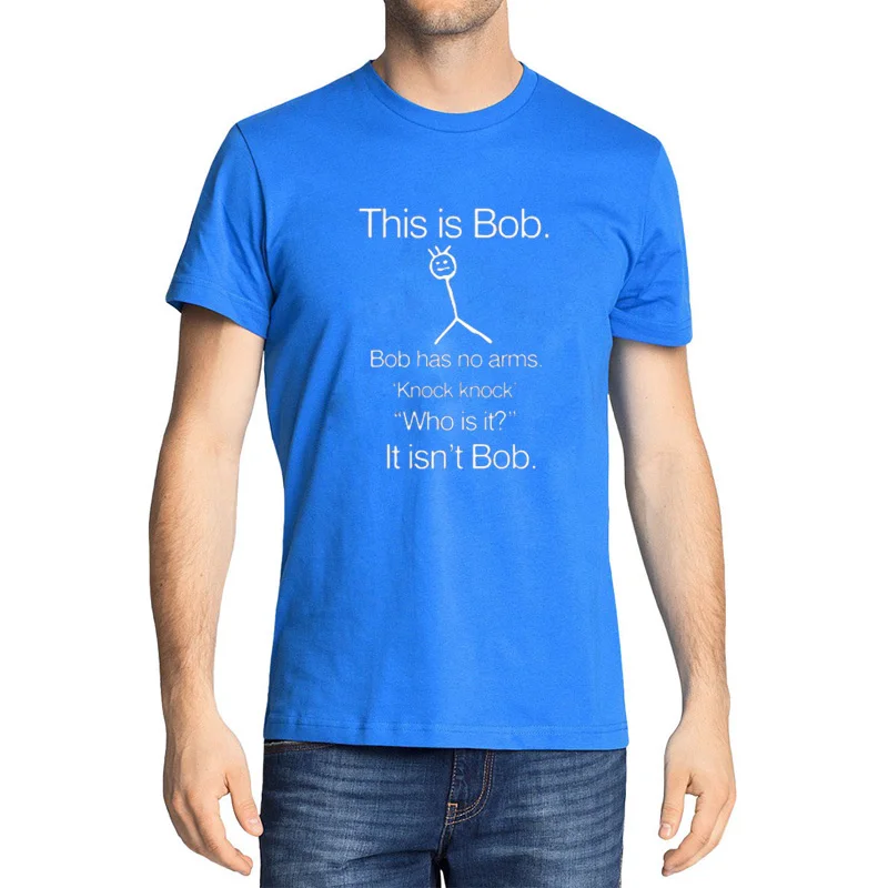 Это Боб Knock смешная шутка футболки Для мужчин O Средства ухода за кожей Шеи
