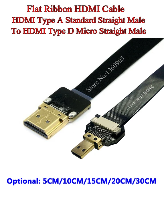 

5/10/15/20/30 см HDMI плоский ленточный кабель стандартный прямой штекер HDMI микро прямой штекер, плоский экранированный гибкий мягкий кабель FPV