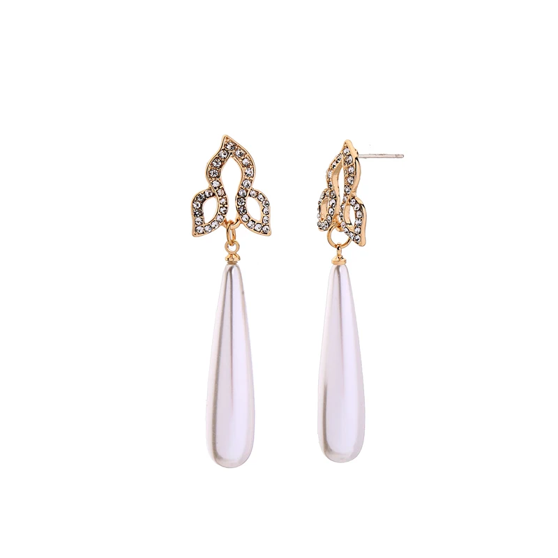 gold color Эффектные серьги-капли с искусственным жемчугом, Кристальные подвески, серьги для женщин, подарок для свиданий, модные ювелирные изделия, аксессуары - Окраска металла: gold color