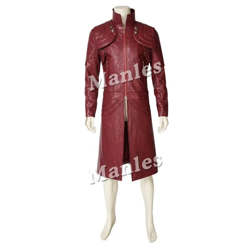 Coat Only Game DMC 5 Dante Cosplay Costume Leather Jacket Pants Adult Men Halloween Carnival Deluxe Costume Props Shoes Outfit Custom Made - Цвет: Coat Only