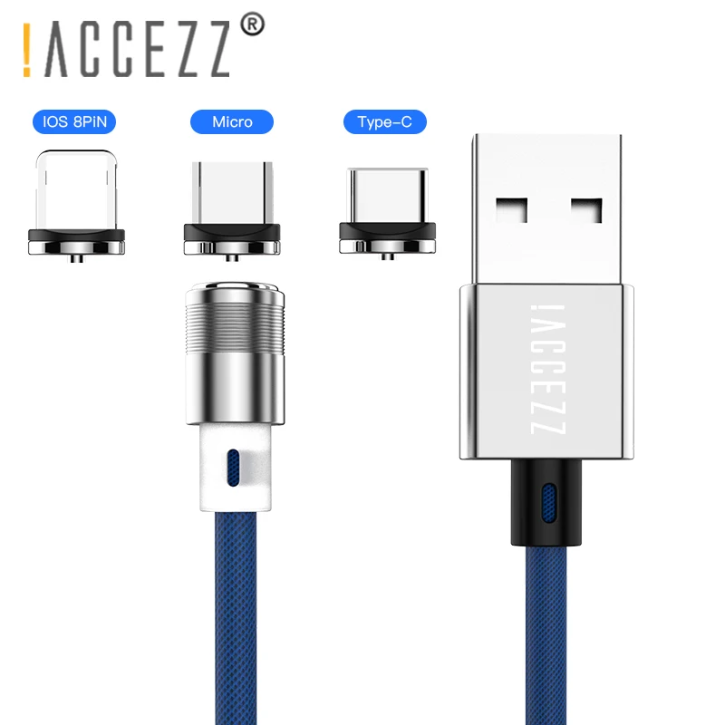 

!ACCEZZ Magnetic Cable For Apple Micro USB Type C For iPhone X XS MAX XR 8 Samsung S10 S9 Fast Charging Phone Magnet Charger 1M