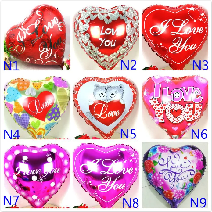 

Wholesale 100pcs/lot Mix Love theme foil balloons mylar ballons Love Heart wedding/Valentine's day helium baloes love globos