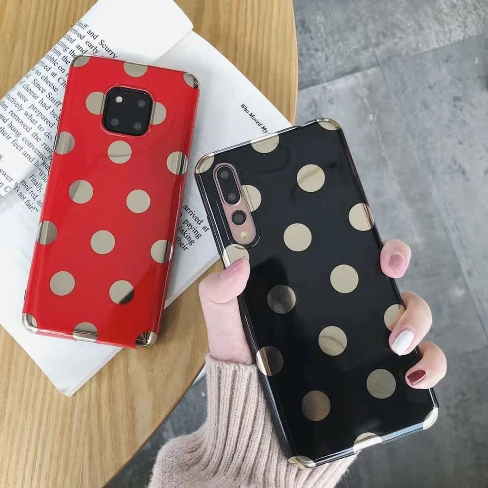 Роскошный Гальванизированный Золотой горошек чехол для iPhone 7 Чехол X 6 S 8 Plus XR XS MXA