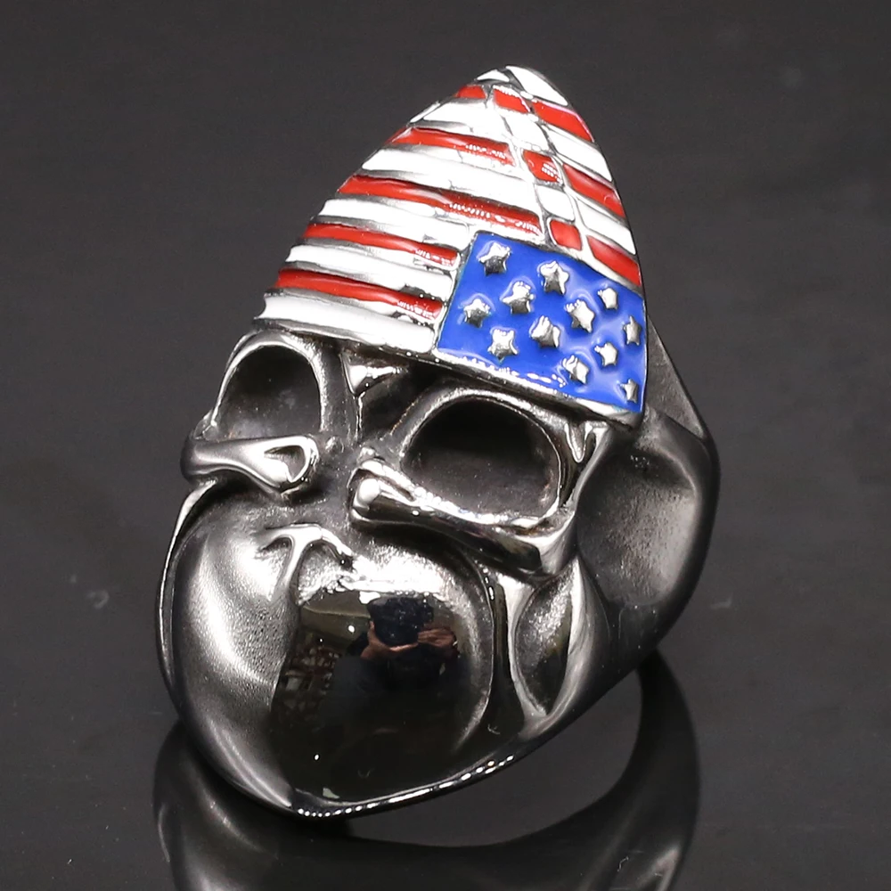 Американская маска с флагом для мужчин Тяжелые кольца из нержавеющей стали