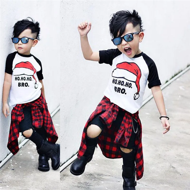 Хлопковые детские рубашки для маленьких мальчиков и девочек рождественские с