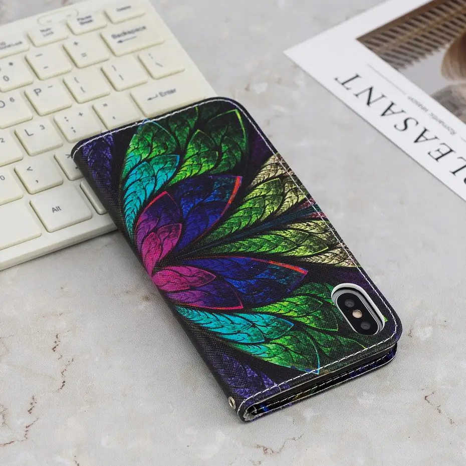 Чехол-книжка из искусственной кожи для iPhone 11 Pro Max X XS XR Max Book, Стильный чехол для телефона iPhone X 6 7 8 Plus 5 SE, чехол с рисунком s