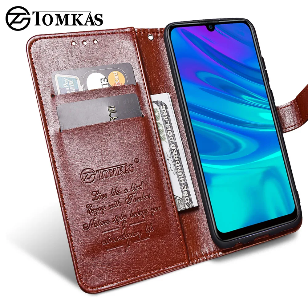 Кожаный чехол бумажник TOMKAS для Huawei P Smart 2019 откидной с подставкой мягкий