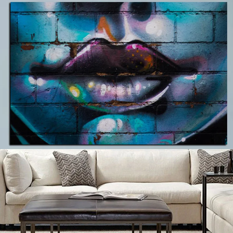 YWDECOR HD Печать Граффити искусство женские с красными сексуальными губами живопись