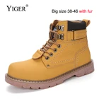 Новинка, мужские ботинки YIGER из натуральной кожи, мужские ботинки для пустыни, мужская и женская обувь для инструментов, большой размер 38-46, зимняя обувь с мехом, 0190