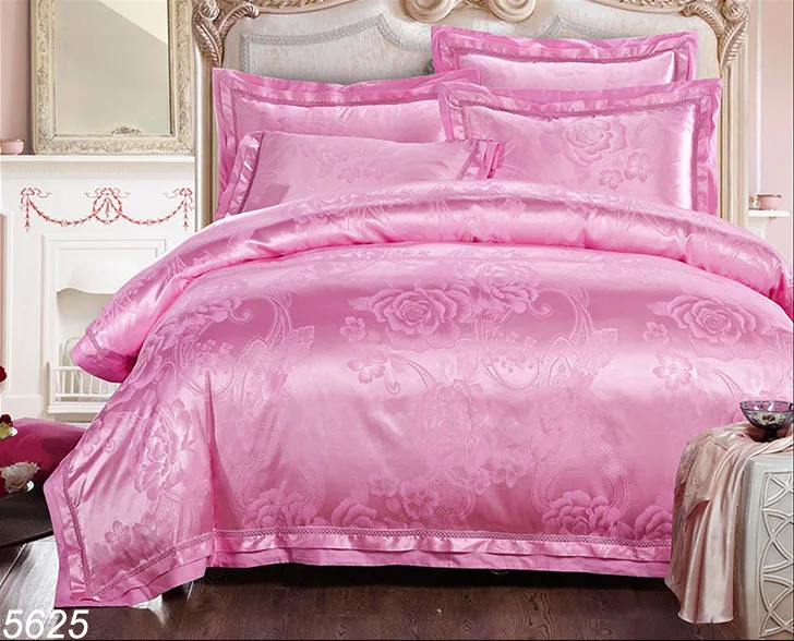 Фиолетовый шелковое постельное белье одежда дань набор жаккардовые 4 шт./6 шт.