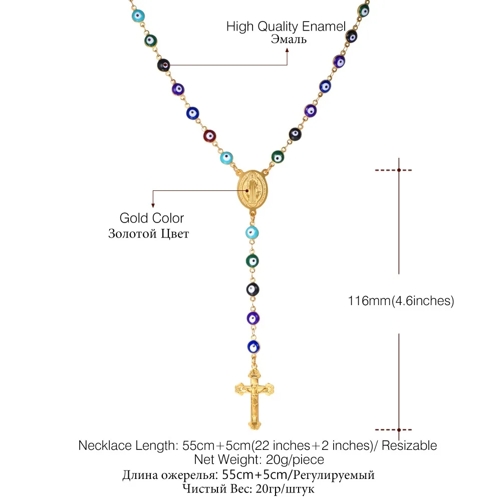 U7 Эмаль Дурной Глаз Кулон Ожерелье Для Мужчин/ Женщин Стальныная Цепочка С