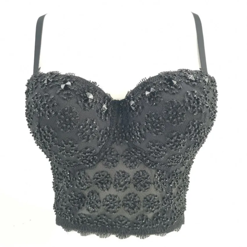 2020 новые черного цвета с кружевом и вышивкой Bralet для женщин бюстье бюстгальтер