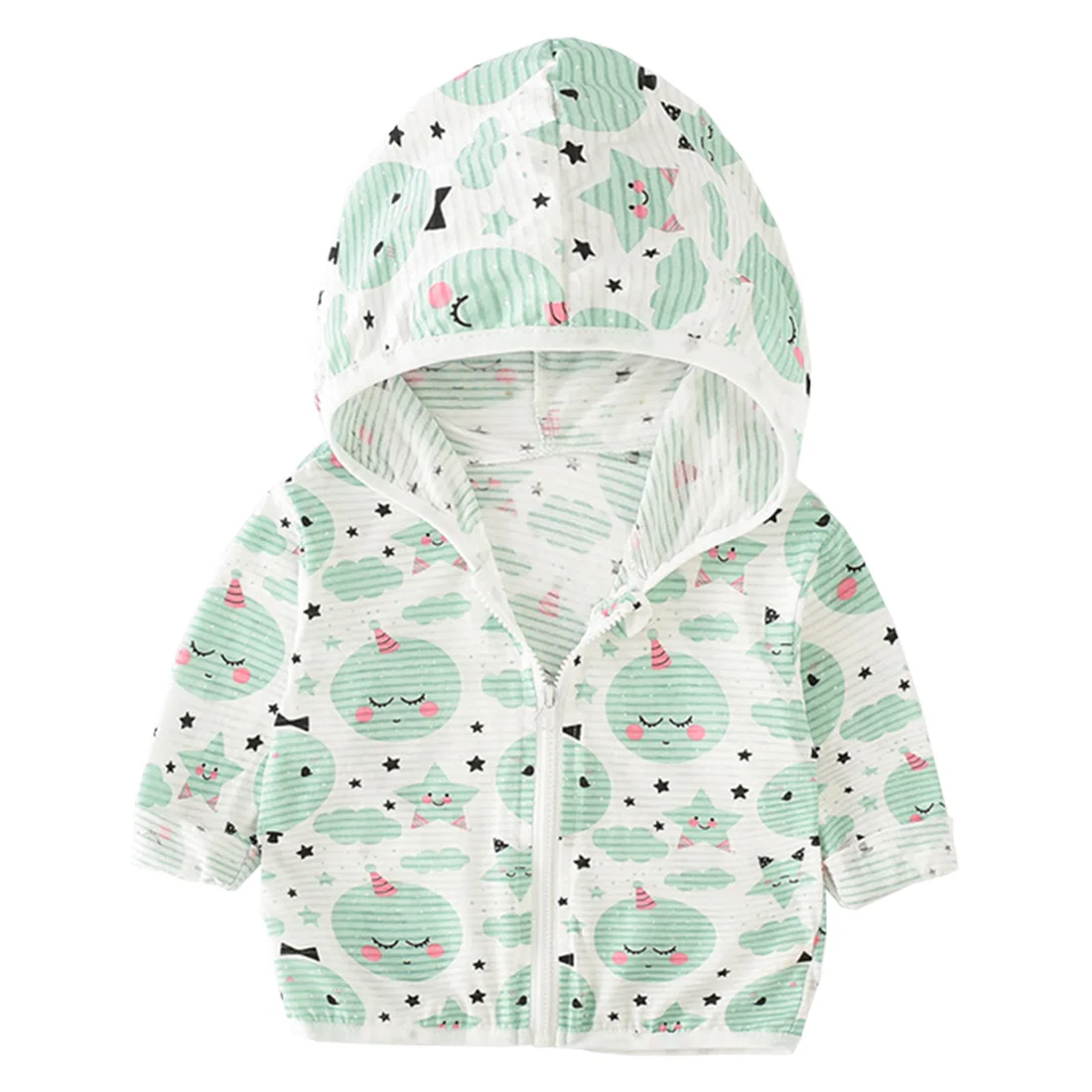 Летняя одежда для маленьких мальчиков и девочек защиты от солнца милое хлопковое