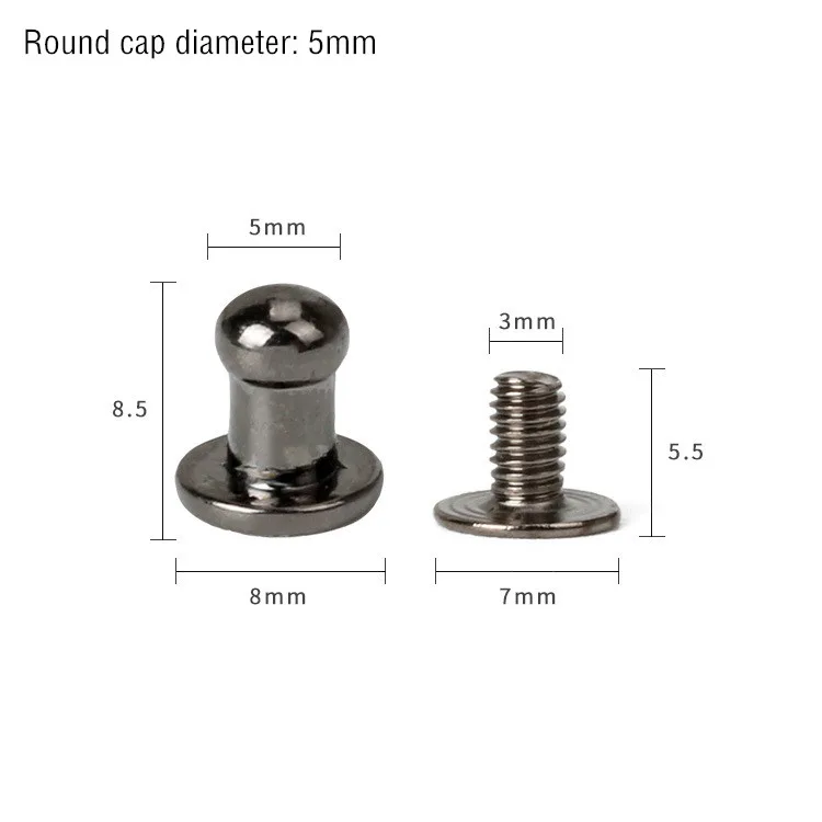 Black Monk Head 5mm 30 комплектов ручка из металлического сплава, винтовые заклепки, шпильки, поделки своими руками, кожаный ремешок для часов, круглая голова монаха, заклепки, шипы, декоративные пряжки для ногтей - Цвет: Black Monk Head 5mm