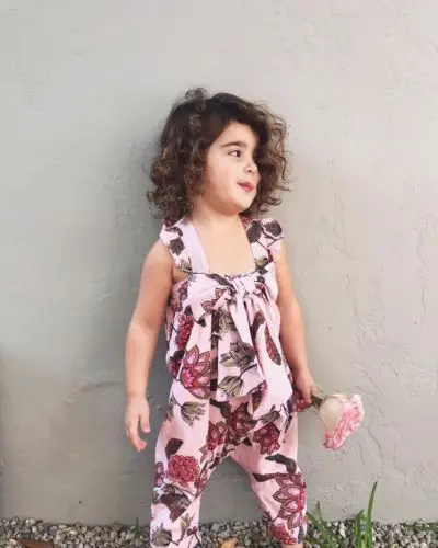 2018 новый летний ребенок девочка Цветочные рукавов комбинезон для маленьких