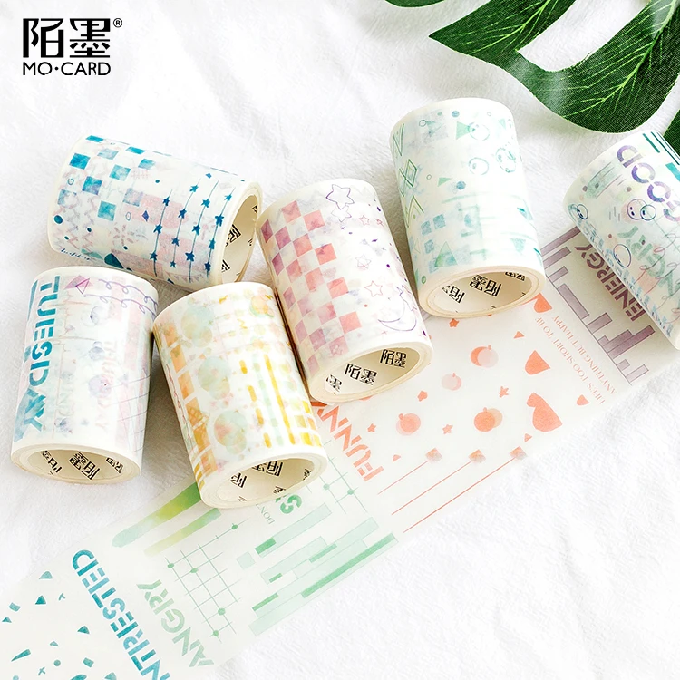 6PCS/LOT geometric Collage 6cm*5m decoration stickers decorative tape maksing washi | Washi Tape