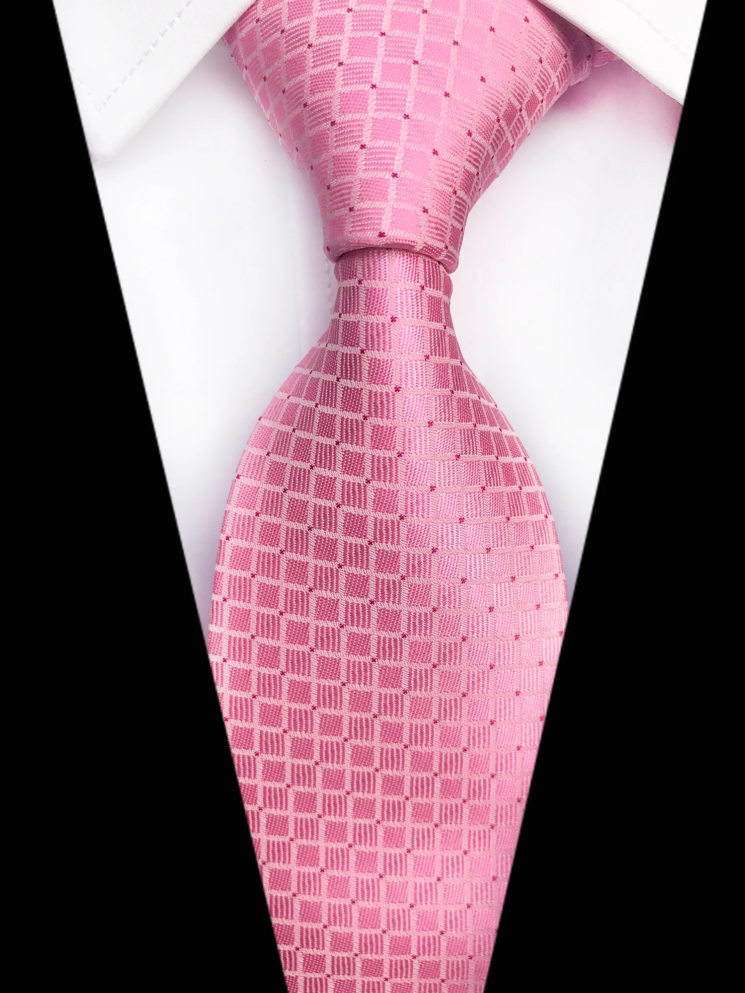 Silver Color Man Formal Occasion Tie Unique Design Checkered Grids Necktie | Аксессуары для одежды