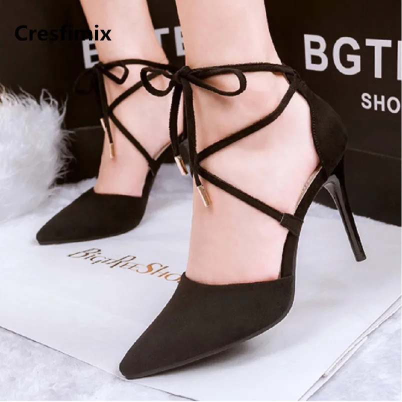 Cresfimix tacones altos Женская Удобная весенне летняя обувь на высоком каблуке с завязками