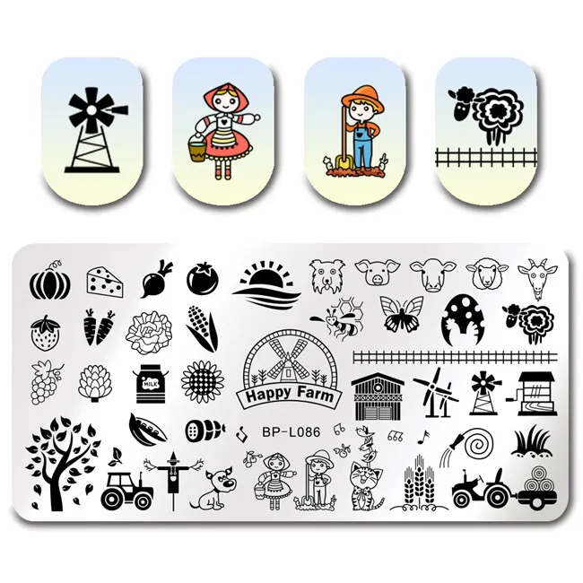 BPL086 BORN PRETTY ногтей штамповки пластины цветок мультфильм инопланетяне элегантные кружева Созвездие ногтей изображения пластины штамповки лак - Цвет: BPL086