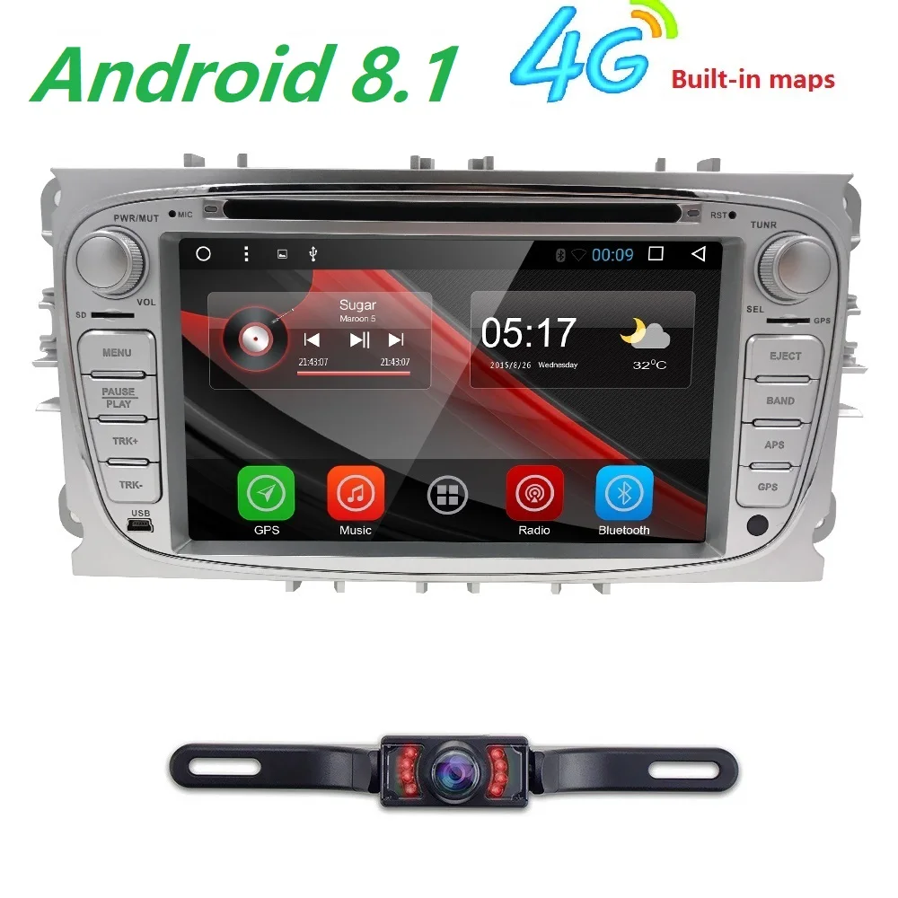Hizpo 1G + 16G Android 8 1 автомобильный dvd навигатор для Focus ford Mondeo kuga S MAX C Радио gps 1024*600 bluetooth