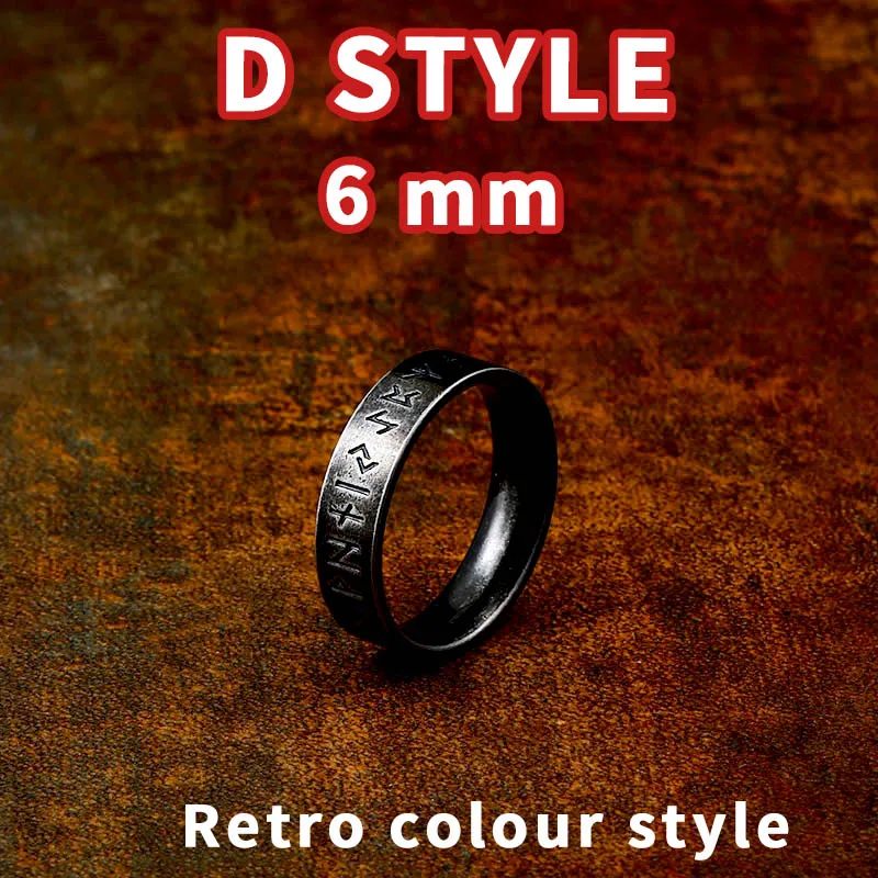 D STYLE-6MM Байер 316L нержавеющая сталь модный стиль для мужчин и женщин ретро Odin ювелирные изделия викинга женский амулет Винтаж Скандинавская Руна слова кольца - Цвет основного камня: D STYLE-6MM