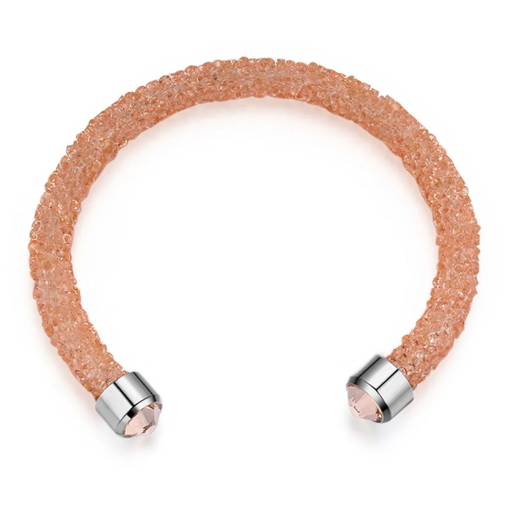 Light Peach Новинка, очаровательный Браслет-манжета с кристаллами Swarovski, бижутерия в подарок на Рождество - Окраска металла: Light Peach