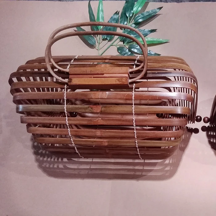 Корзина Bamboo сумка для женщин большой соломенная летняя выдалбливают Tote