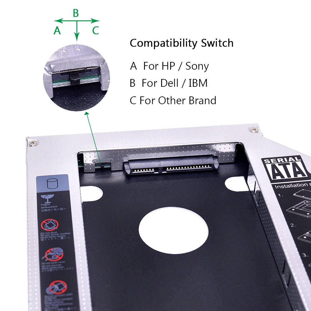CHIPAL Best 2nd HDD Caddy 12,7 мм SATA 3,0 Светодиодный индикатор для 2,5 дюймов SSD чехол Корпус жесткого диска для ноутбука DVD-ROM CD-ROM