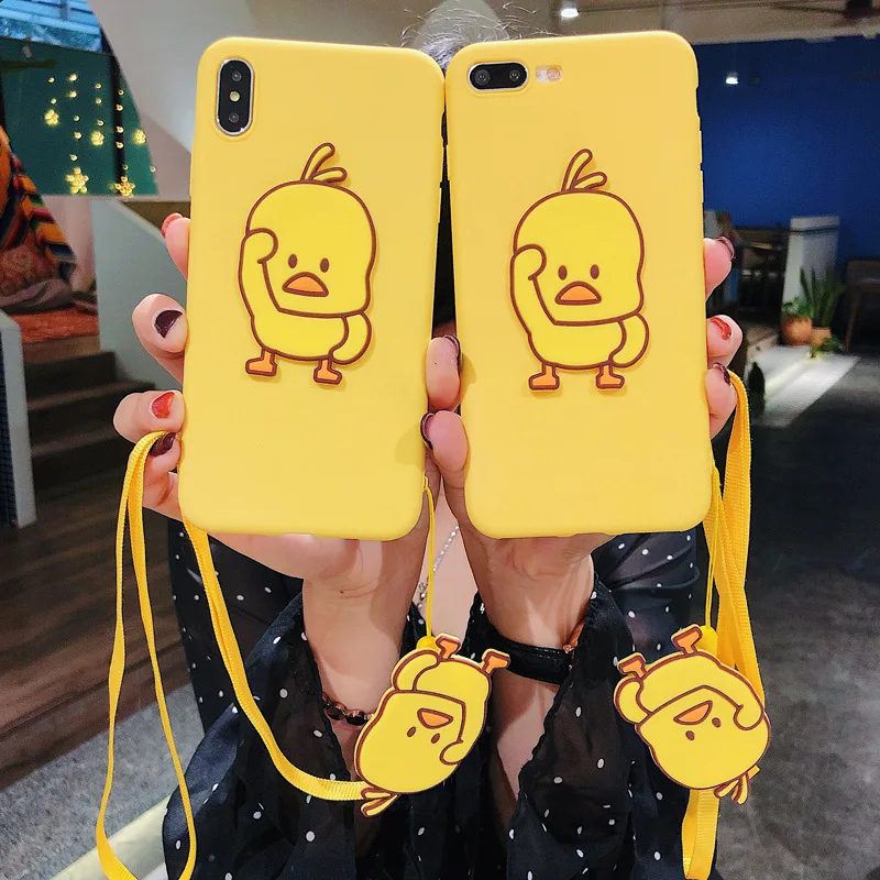 3D забавные Утка чехол для Vivo Y91i Y91 Y95 Y83 Y81i Y81 Y81S Y93 V11 Pro V11i Y71 Y85 Y79 Y75 Y69 Y67 Y66 Y53 Y55 Lanyard |