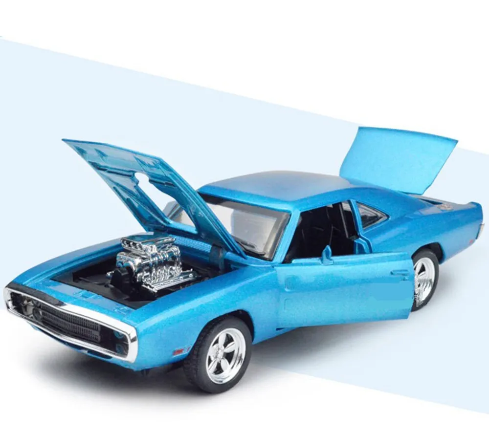 Blue 4 цвета 1:32 Масштаб Форсаж Модель Масштабная модель машинки 1970 Dodge зарядное устройство Модель сплав игрушечные машинки литые игрушки для мальчика Детский подарок - Цвет: Blue