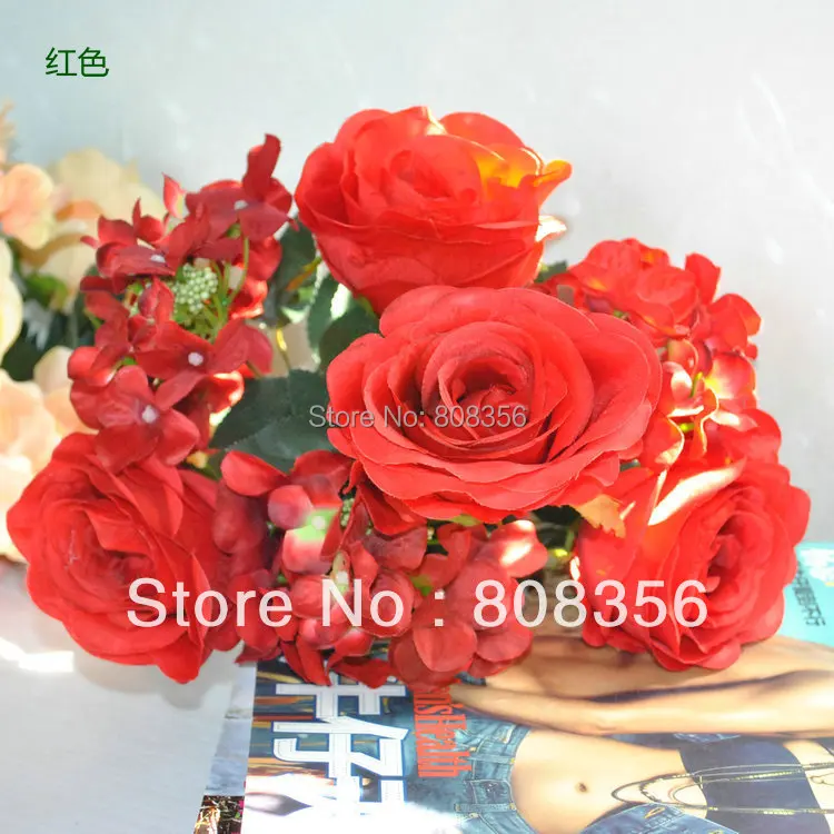 Новинка 6 шт./лот 32 см/12 дюйма длина искусственное моделирование роза Гортензия 7