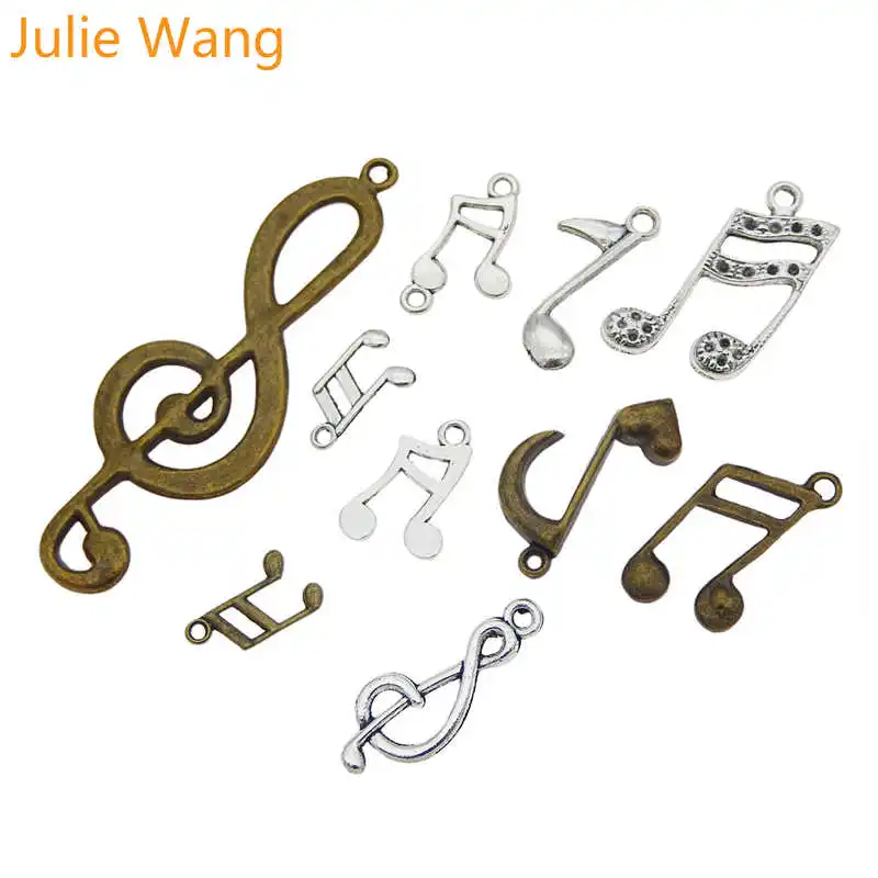 Julie Wang 10 шт. смешанные музыкальные ноты подвески из Сплава Антикварные цвета