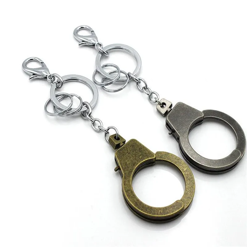 Творческий Ретро наручники металлический замок кольцо для ключей кулон плюшевые
