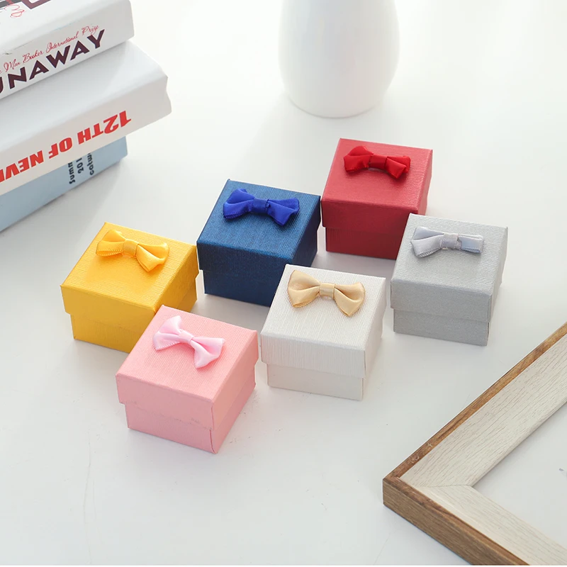24 шт. бумажная коробка для украшений 5x5x3 см подарочные коробки свадебного кольца