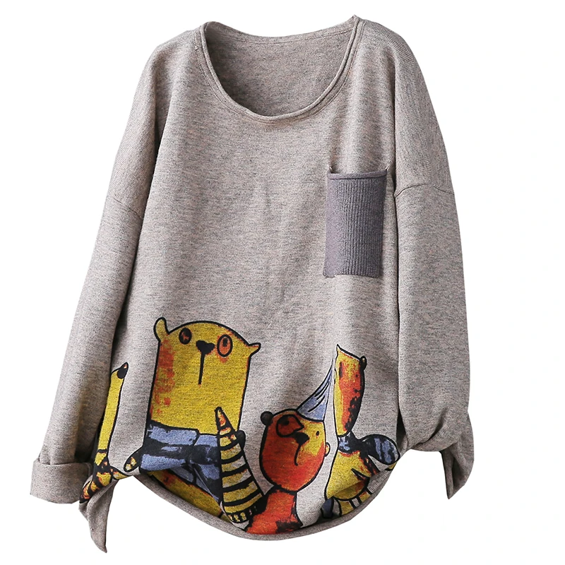 Autumn Winter Sweater Fashion Loose Character Tops O-Neck Mori girl Blended 2018 Female Casual | Женская одежда